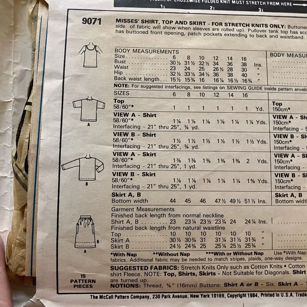 McCall Sewing Pattern 9071 Women’s Jones New York Top‎ Skirt & Jacket Sz 10 1984